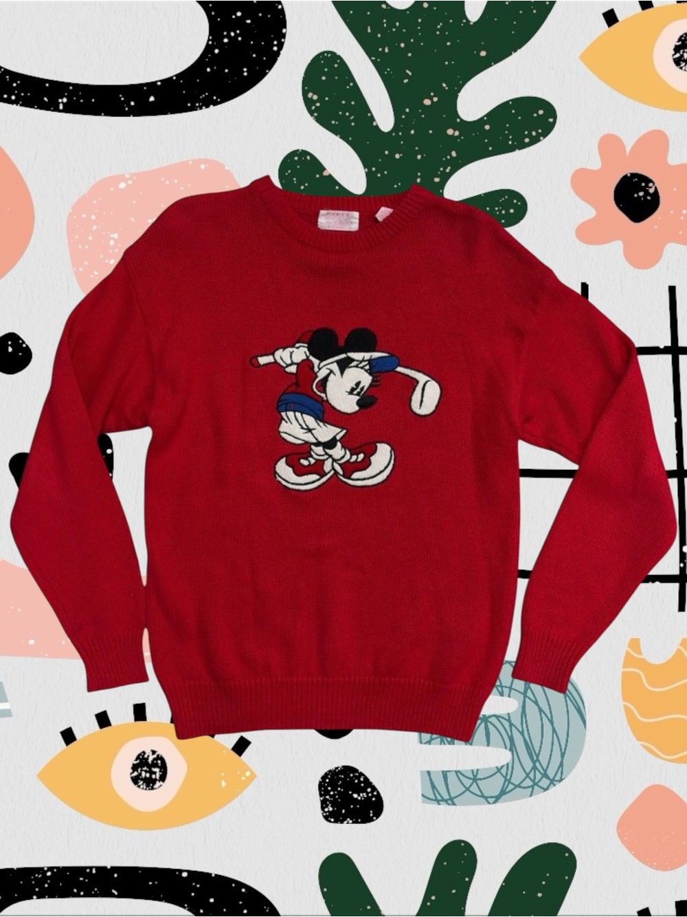 Aurea for Disney | Vintage Minnie Mouse Knit Golf Embroidered Sweater